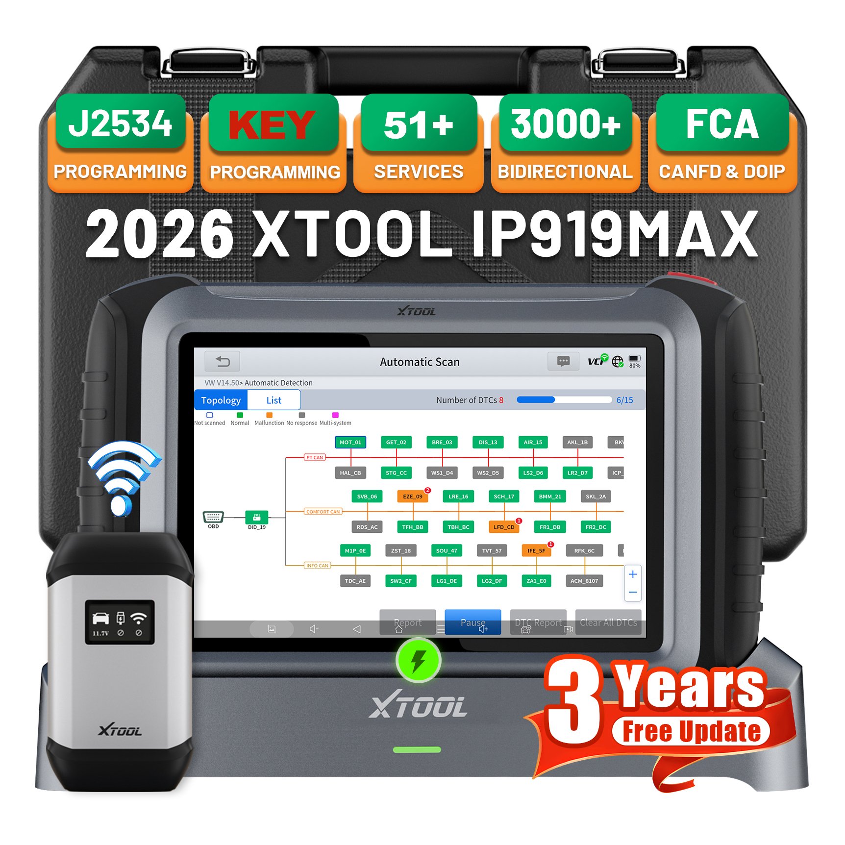 Car Diagnostic Tool - Диагностический сканер XTOOL IP919MAX J2534 для
